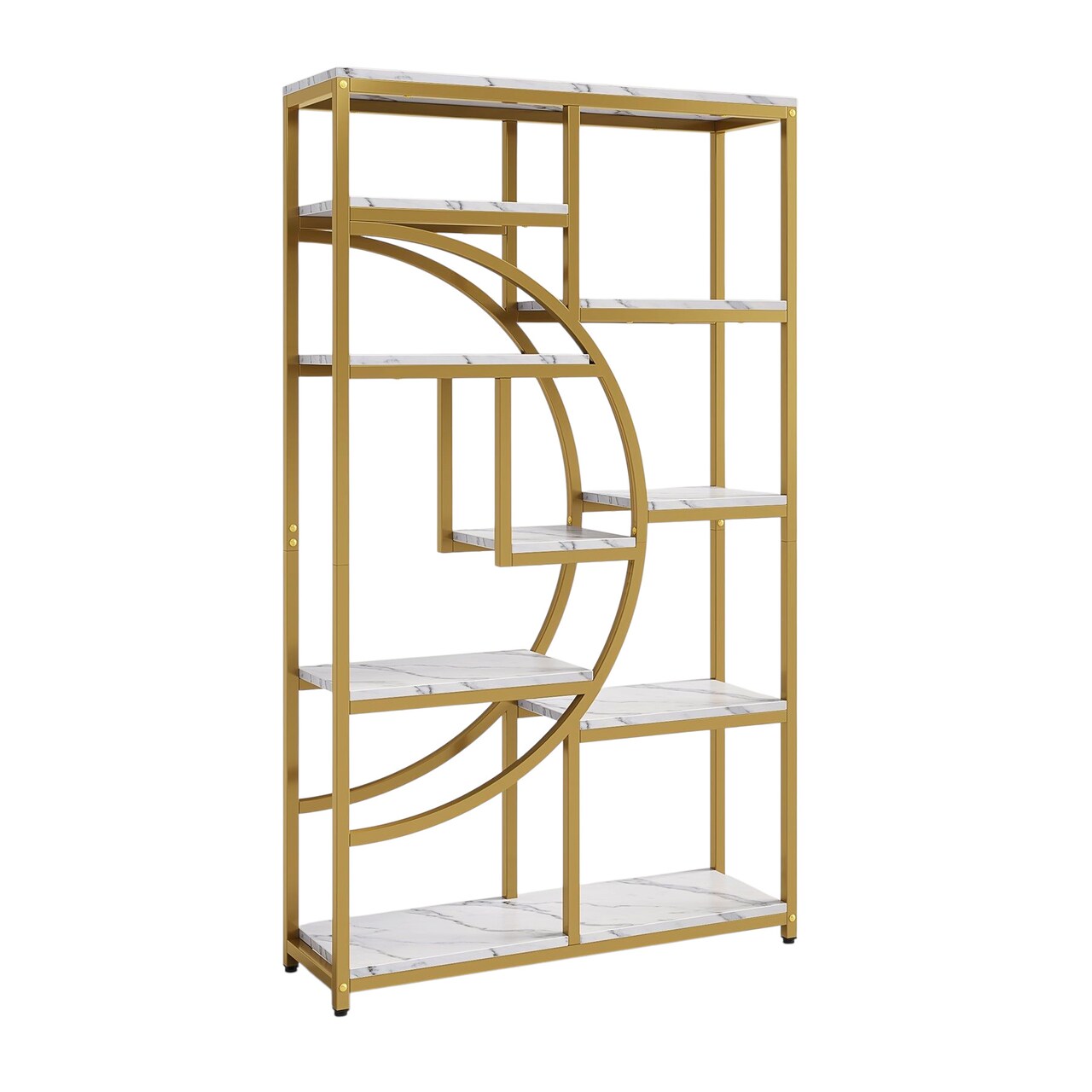 Modern 9 Shelf Bookcase 68.9 Inch Tall, Open Storage Organizer with Metal Frame and Wood Shelves for Books Decor and Plants